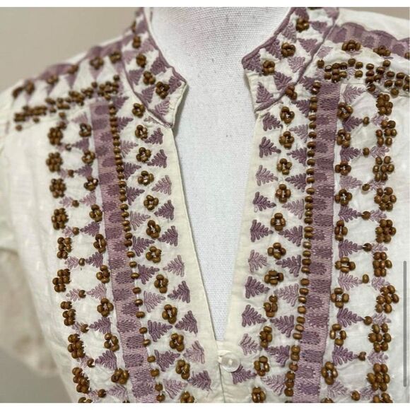 Anthropologie Embroidered Peasant Blouse Size 2 - Picture 6 of 10